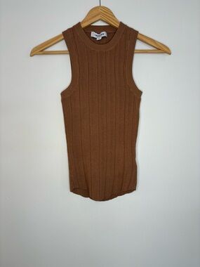 Ribbed Sleeveless Tank Top in Chestnut Brown by ASTR